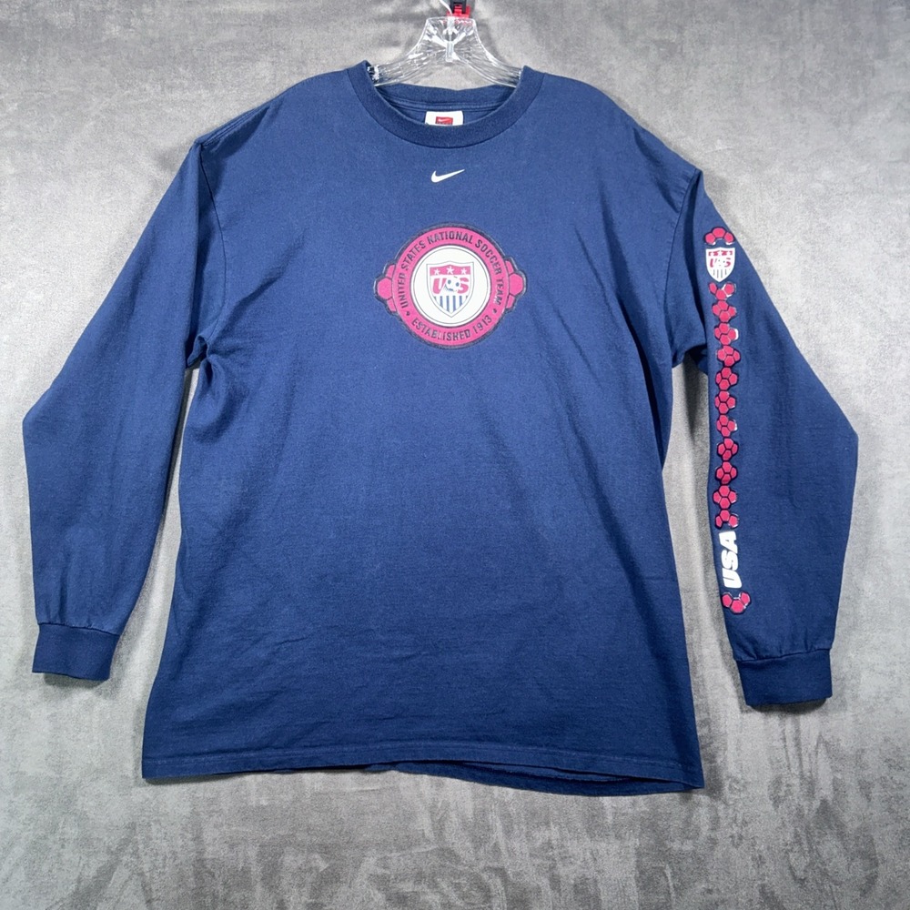 Vintage Nike USA National Soccer Team XL Blue Long Sleeve Crew Neck